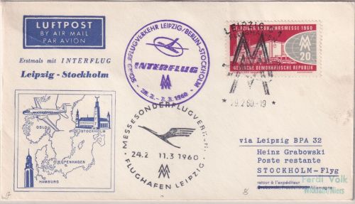 DDR - Interflug Erstflug Leipzig Stockholm 1960