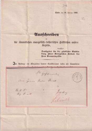 NDP - Ottersberg 25/2 nachv. hann. K1 portofreier Dienstbrief (Inhalt !!) 1868