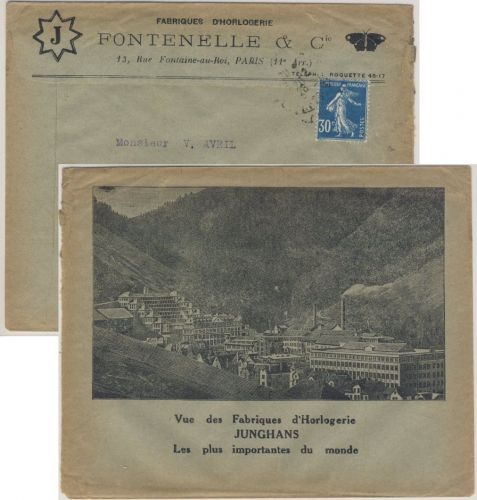 Frankreich - Horlogerie Junghans illustr. Werbekuvert Paris 1926 n. Saverne