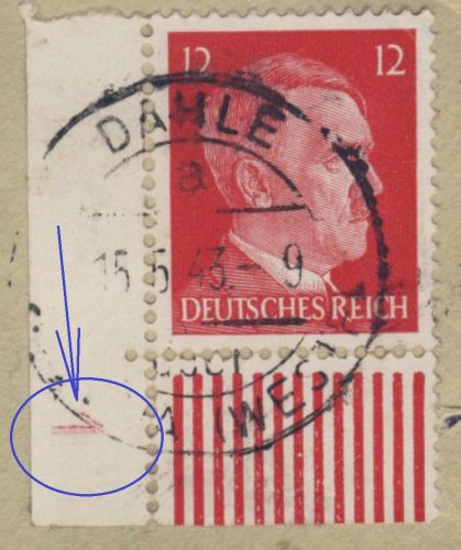 DR - 12 Pfg. AH Bogenecke m. Formnummer (?), Brief Dahle ü. Altena - Essen 1943