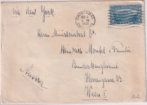 Canal Zone/Panama - 5 C. Culebra-Durchstich Brief n. ÖSTERREICH Cristobal 1933