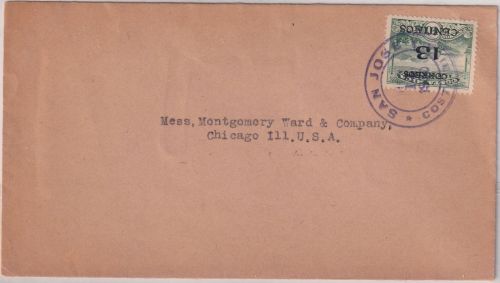 Costa Rica - 13/40 C. Freimarke/Überdruck Brief n. USA San Jose - Chicago 1930