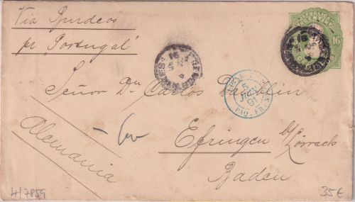 Argentinien - 16 C. Ganzsache/Brief Buenos-Aires - Efringen 1891