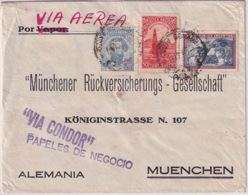 Argentinien - 2 P. Freimarke u.a. Luftpost-Geschäftspapiere Buenos Aires 1939