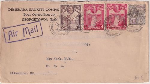 Brit. Guiana - 48 C. Georg V. u.a. Luftpostbrief n. USA Georgetown New York 1932