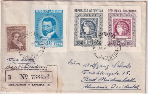 Argentinien - 100 J. Briefmarken Marken ex Block u.a. Lupo-Einschreibebrief 1957