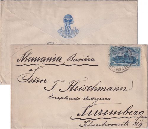 Argentinien - 12 C. Kongressgebäude brief Buenos Aires - Nürnberg 1910