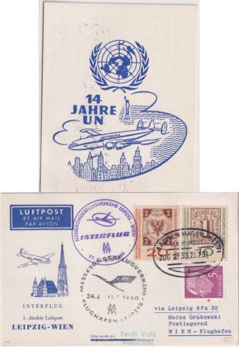 BRD - Interflug Messensonderflug/Erstflug Leipzig Wien Zuleitungspost 1960
