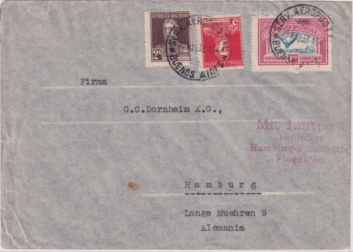 Argentinien - 1,08 P. Flugpostausgabe u.a. Luftpostbrief Buenos Aires 1933