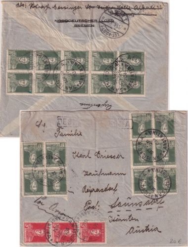 Argentinien - 20x10+3x5 C. San Martin Luftpostbrief n. ÖSTERREICH S. Isidro 1934
