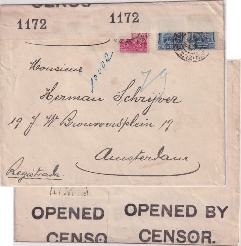 Brasilien - 100+2x200 R. Persönlichkeiten Einschreibebrief Sao Paulo 1916 Zensur