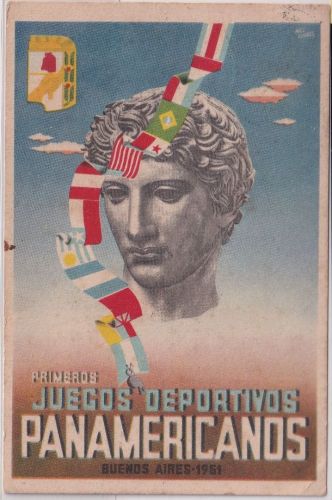 Argentinien - Pan American Games 1951 farb. Sonderkarte/Luftpost n. BRASILIEN