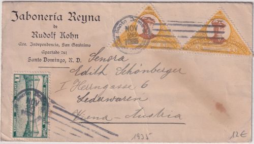 Dominikanische Rep. - 2x3 C. Grenzregulierung u.a. Brief Santo Domingo 1935