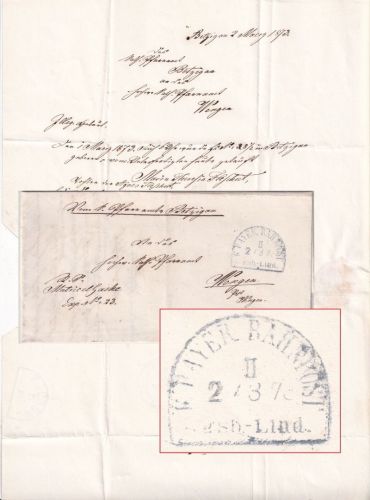 Bayern - K. Bayer. Bahnpost Augsburg Lindau 2/3 73 viol.HKS Dienstbrief Betzigau