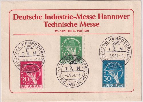 Berlin - Währungsgeschädigte Satz So-Karte SST Hannover 1951 gepr. Schlegel BPP