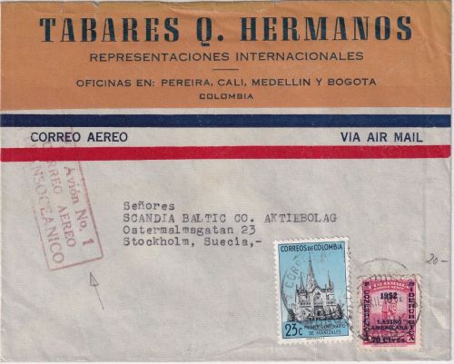 Kolumbien - 70/80 C. Eisenhüttenwesen/Überdruck u.a. Luftpostbrief Bogota 1952