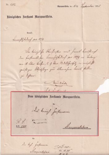 Bayern - Marquartstein Postablage L2 Dienst-Ortsbrief 1878 - mit Inhalt