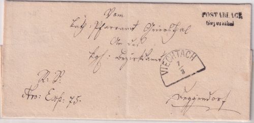Bayern - Geyersthal Postablage L2 Dienstbrief Viechtach - Deggendorf ca. 1865/70
