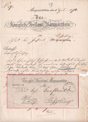 Bayern - Marquartstein Postablage L2 Dienstbrief Uebersee - Ruhpolding 1870