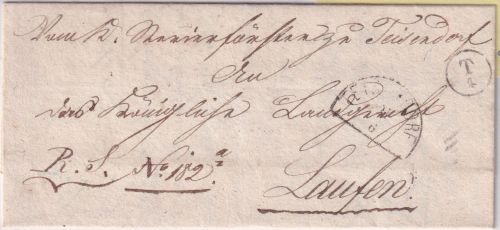 Bayern - T4 Briefträgerstempel Dienstbrief Teisendorf - Laufen 1865