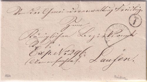 Bayern - T1 Briefträgerstempel (Freidling) Dienstbrief Teisendorf - Laufen 1864