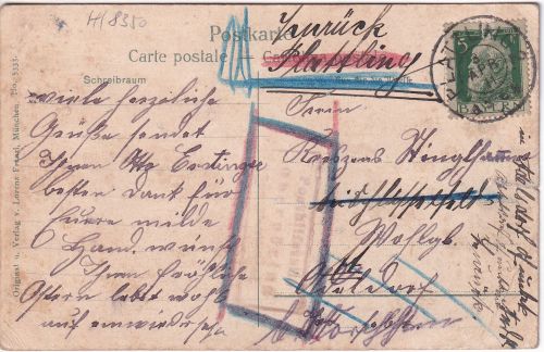 Bayern - Öberpöring T. Unterpöring Posthilfstelle Ra3 Karte/Irrläufer 1911