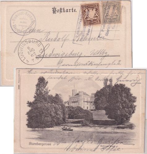 Bayern - Oberallmannshausen T. Leoni Posthilfstelle Ra3 Karte n Ludwigsburg 1902