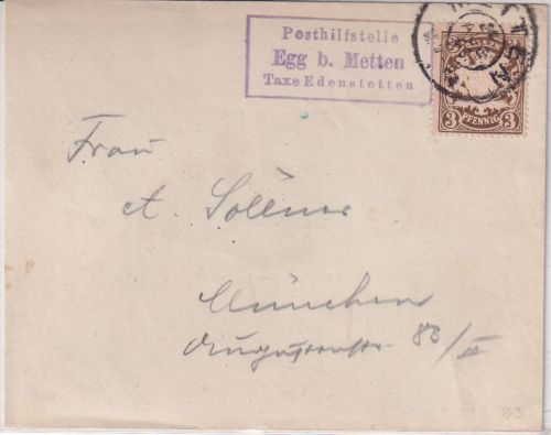 Bayern - Egg b. Metten T. Edenstetten Posthilfsstelle Ra3 Drucksache 1906