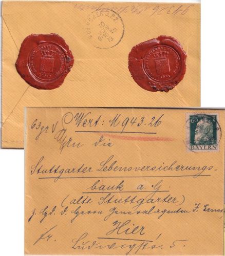 Bayern - 60 Pfg Luitpold Ortswertbrief München 1 P.P. 10. Jun 13