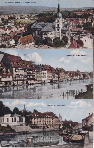 Bayern - Bamberg Concordi Kirche etc. farb. Mehrbild-AK gelaufen/Feldpost 1914