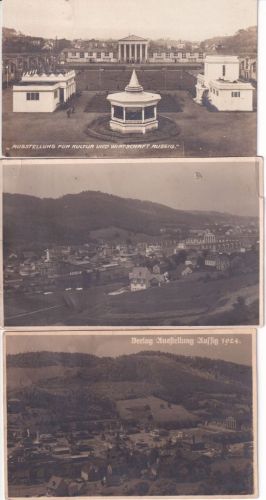 Tschechien - Aussig Ausstellung Kutur & Wirtschaft 1924 - 3 sw-Ansichtskarten