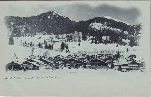 Schweiz - Laysin (Waadt) Ortsansicht (Winter) Mondschein-AK ungelaufen ca. 1900
