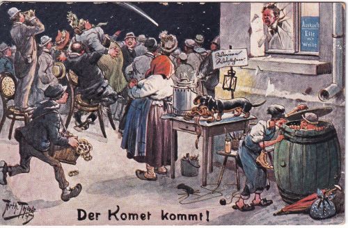 Künstler-AK - Arthur Thiele "Der Komet kommt" fabr. AK gelaufen Lampertheim 1910