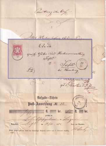 Bayern - 3 Kr. Wappen gez. Brief n. Seefeld 22mm-K1 Bogen 17/10 (1872)