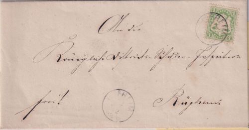 Bayern - 1 Kr. Wappen gez. Ortsbrief/Nahbereich n. Rügheim Zier-K1 Hofheim 22/2