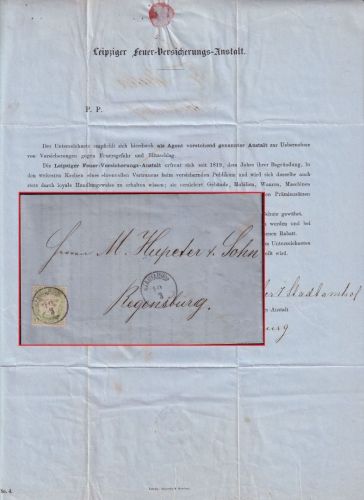 Bayern - 1 Kr. Wappen gez. Drucksache/Nahbereich Zier-K1 Stadtamhof 10/3 (1871)