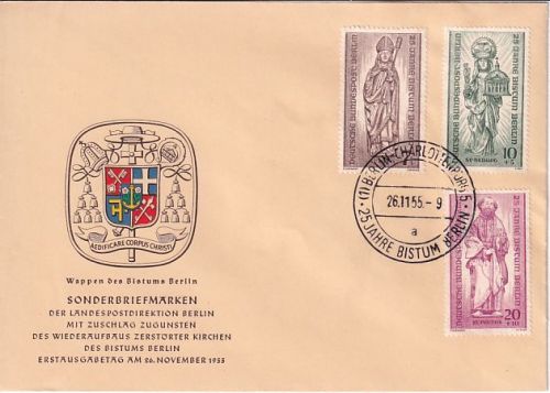 Berlin - 25 J Bistum/Wiederaufbau amtl. Schmuck-FDC ESST Charlottenburg 26.11.55