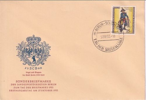 Berlin - Tag der Briefmarke amtl. Schmuck-FDC ESST Schöneberg 27.10.55