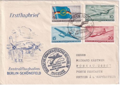 DDR - Lufthansa/Ost Erstflug Berlin - Moskau 4.10.56 Schmuckkuvert