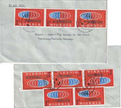 Nigeria - 8x1 P. Zulassung UPU Luftpostdrucksache Port Harcourt - Würzburg 1961