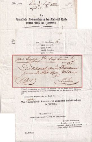 Bayern - R4 Augsburg 31. AUG 1814 L2 Militaria-Dienstbrief (Inhalt !!) n. Lindau