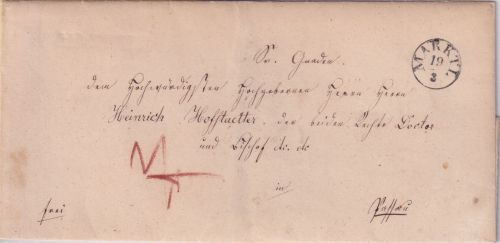 Bayern - Marktl 19/2 Fingerhut-K1 Bischofsbrief/Francobrief n. Passau (ca. 1846)