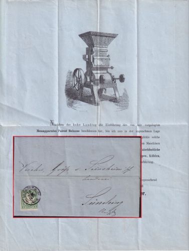 Bayern - 1 Kr. Wappen geschn. Drucksache OPA Augsburg 26. MAI 1868 - Sünching