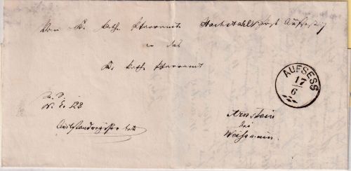 Bayern - Aufsess 17/6 Zier-K1 Typ 18a Dienstbrief Hochstahl - Arnstein 1869