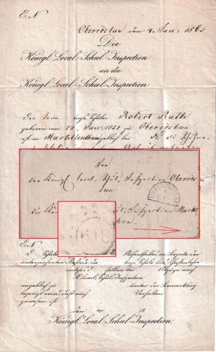Bayern - oMR 618 + HKS Unterrösslau 6/1 (1865) Dienstbrief n. Marktleuthen