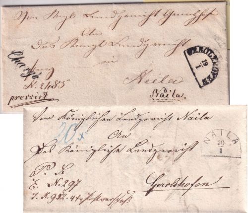 Bayern - Gerolzhofen 19/1 HKS Charge-Dienstbrief (Wendebrief) n. Naila 1866