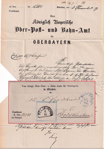 Bayern - München Feldkirchen 1872 Postsache (Inventarüberprüfung) Inhalt !!