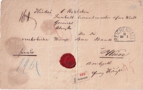 Bayern/Österreich - Reichenhall 30/1 HKS Paketbegleitadresse (Muster ohne Wert)