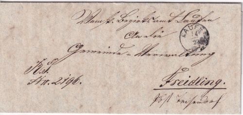 Bayern - Laufen 22/8 (Rosette) schwarzer kl. K1 Typ 18b Dienstbrief 1869 - RR!