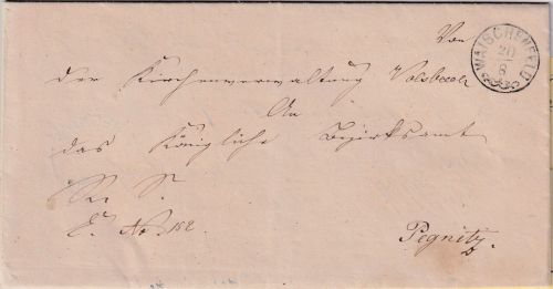 Bayern - Waischenfeld 20/8 schwarzer Zier-K1 Typ 18b Dienstbrief Volsbach 1872